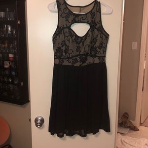 black lace dress with nude undertone